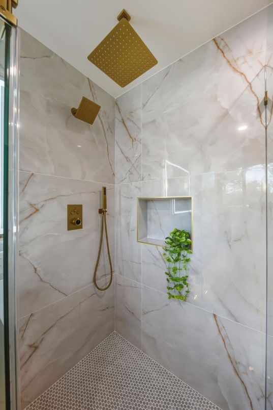 Bathroom, Glass Shower, Interior, Marble Walls