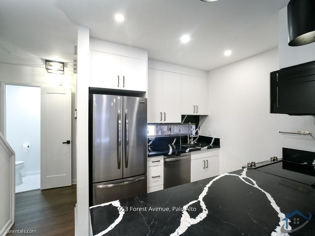 Interior, Kitchen, Recessed Lighting, Wood Texture Flooring