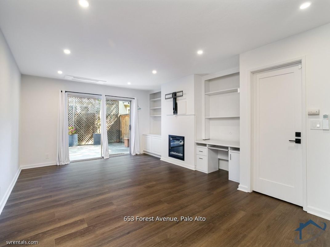 Empty room, Fireplace, Interior, Recessed Lighting, Wood Texture Flooring