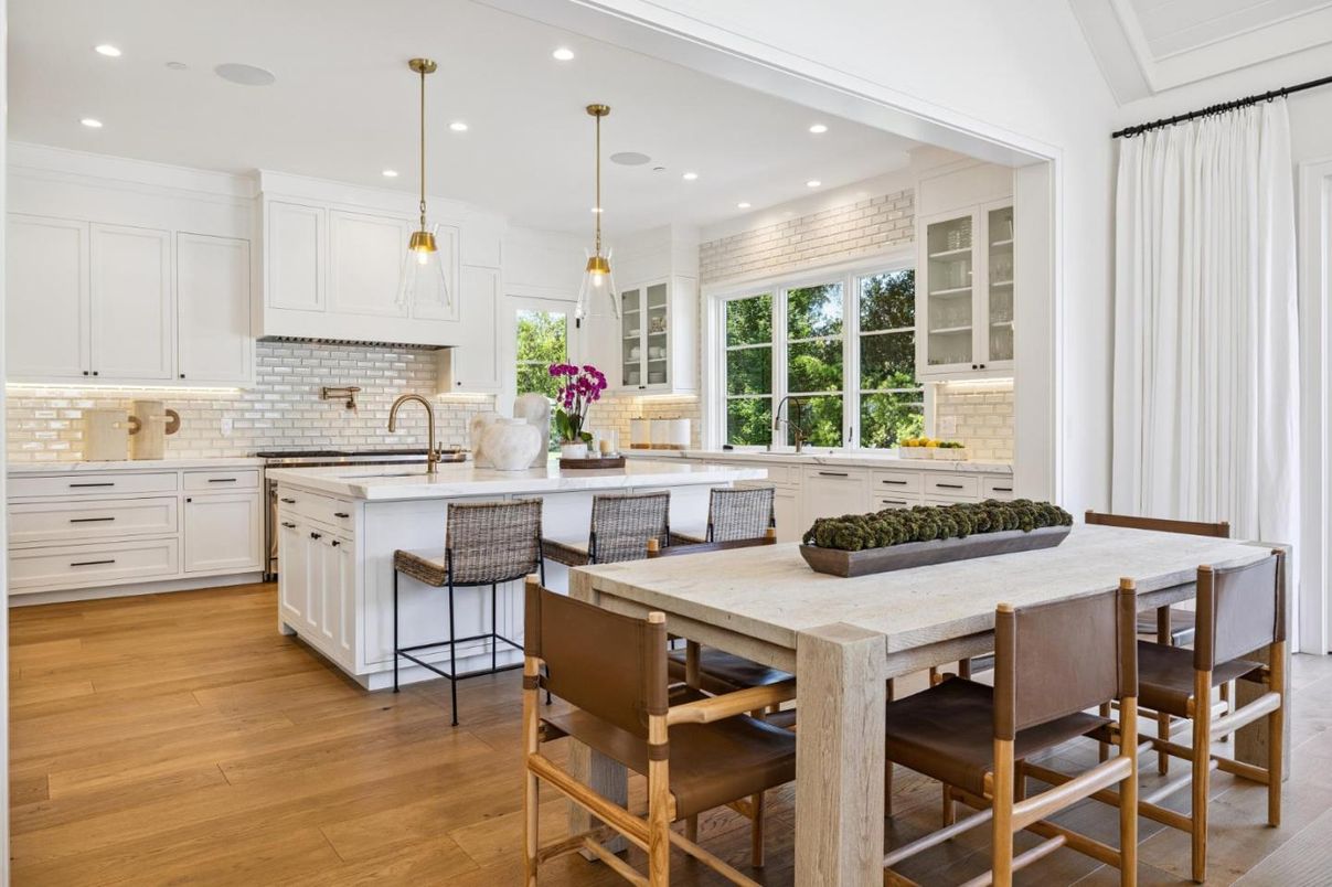 Interior, Kitchen, Pendant Lights, Recessed Lighting, Wood Texture Flooring