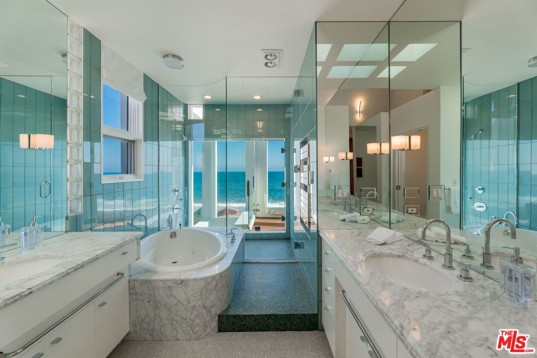 Bathroom, Dual Sink Vanities, Glass Shower, Interior, Recessed Lighting, Water