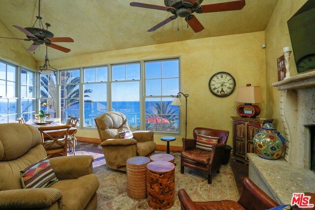Dining room, Fireplace, Interior, Living room, Sun Room, Water