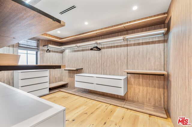 Interior, Recessed Lighting, Walk-in Closets, Wood Texture Flooring, Wooden Walls