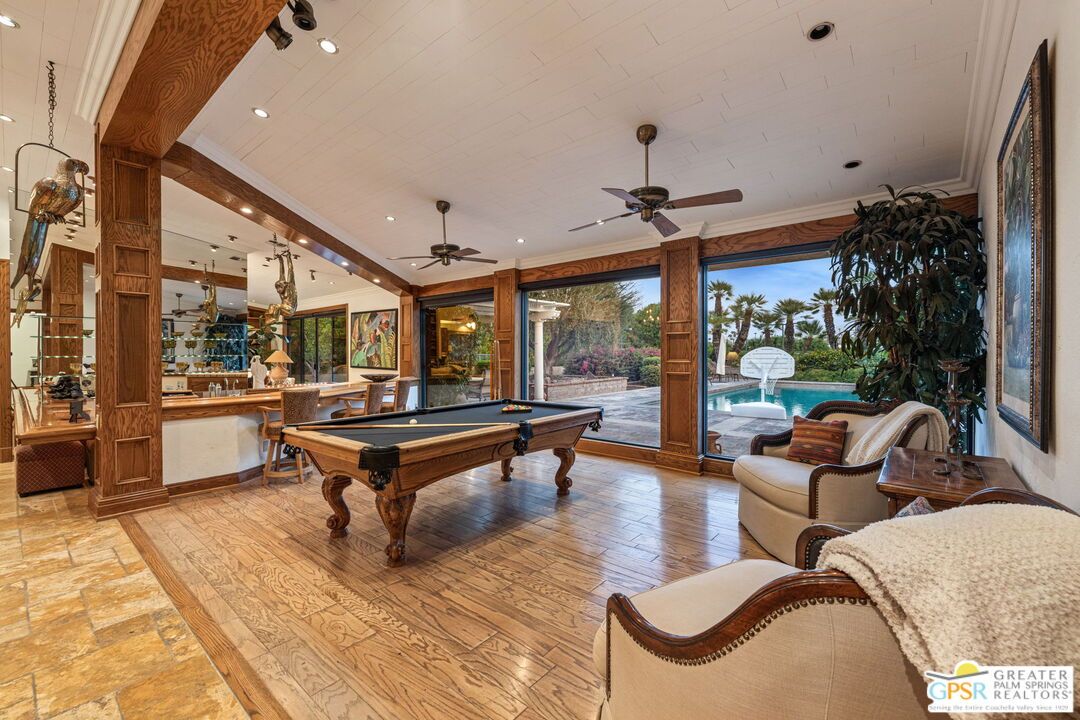 Billiard Table, Game Room, Interior, Recessed Lighting, Wood Texture Flooring