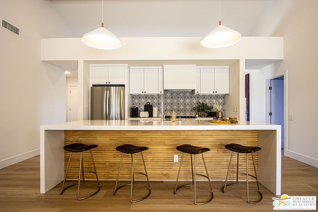 Interior, Kitchen, Pendant Lights, Stainless Steel Appliances, Wood Texture Flooring