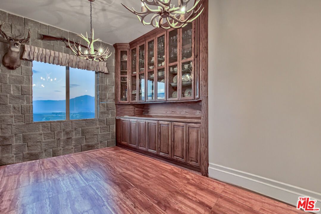 Interior, Pendant Lights, Stone Walls, Water, Wood Texture Flooring