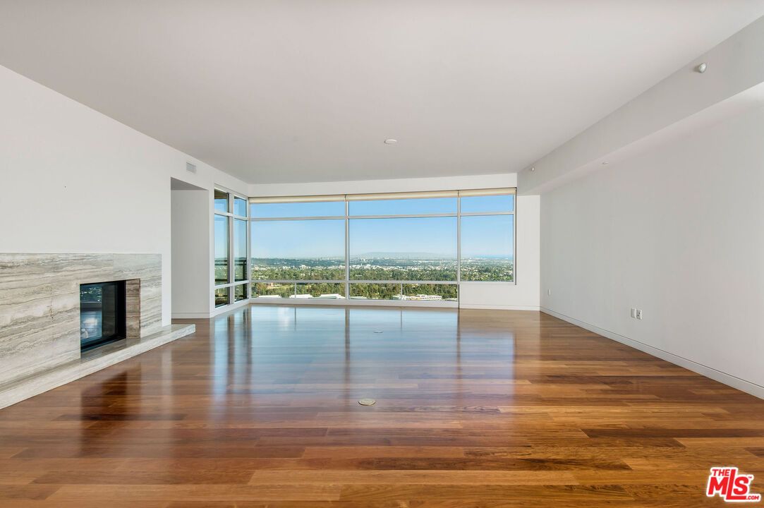 Empty room, Fireplace, Interior, Recessed Lighting, Wood Texture Flooring