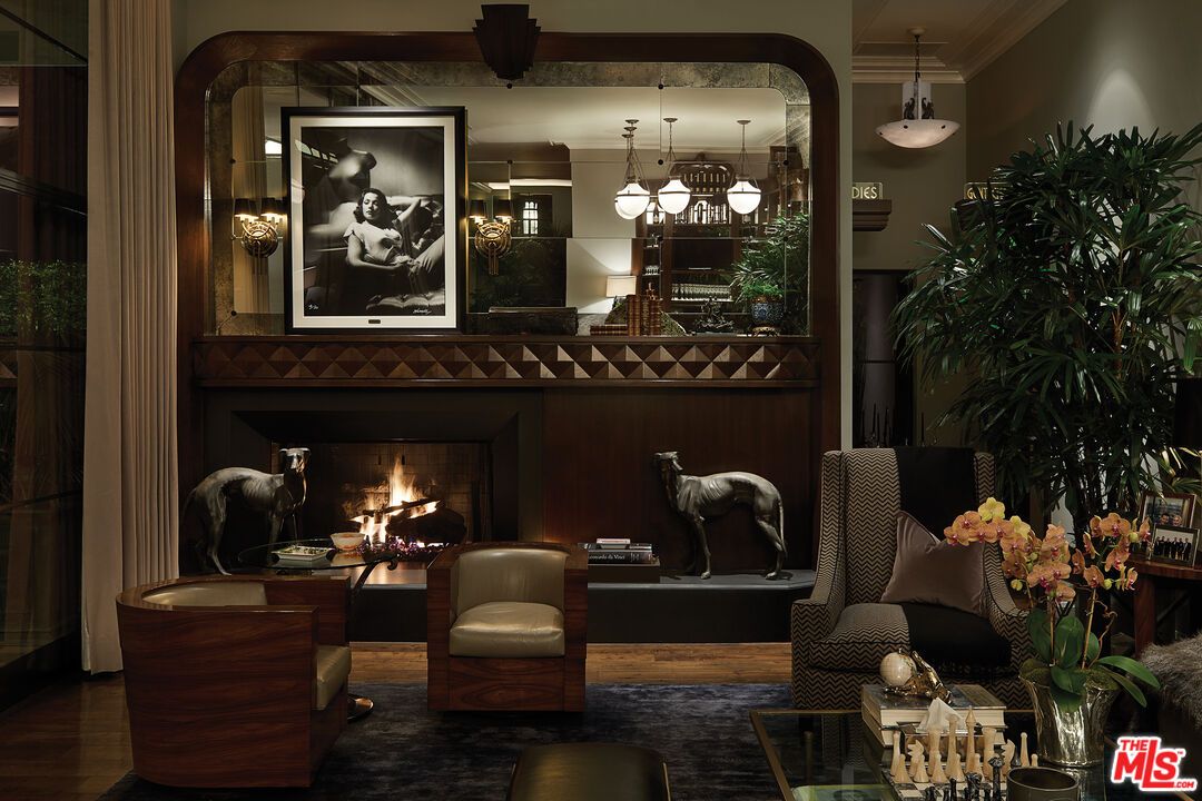 Fireplace, Interior, Living room, Pendant Lights, Wood Texture Flooring