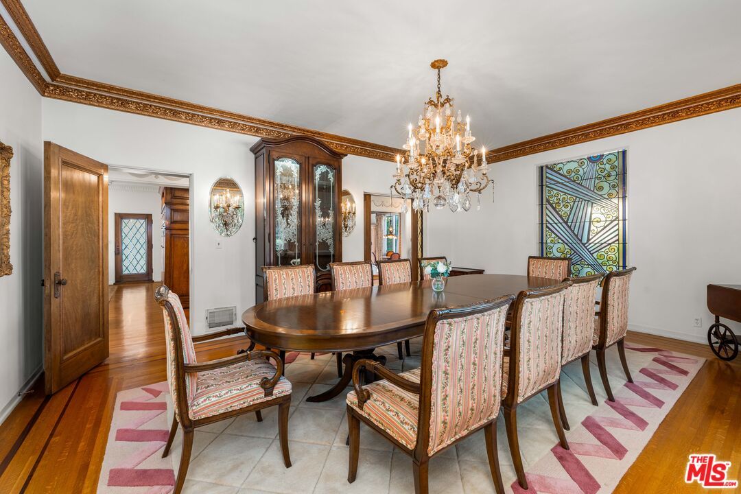 Chandelier, Dining room, Interior, Wood Texture Flooring