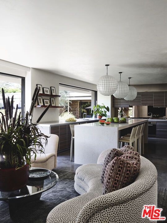 Interior, Kitchen, Living room, Stainless Steel Appliances, Wood Texture Flooring