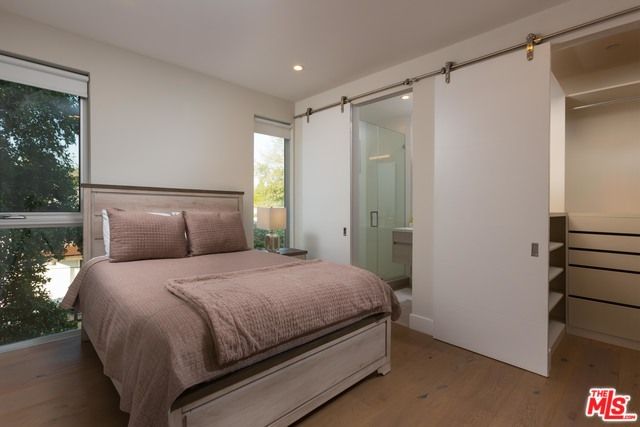 Bathroom, Bedroom, Glass Shower, Interior, Recessed Lighting, Wood Texture Flooring
