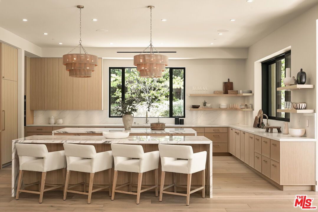 Chandelier, Interior, Kitchen, Pendant Lights, Recessed Lighting, Wood Texture Flooring