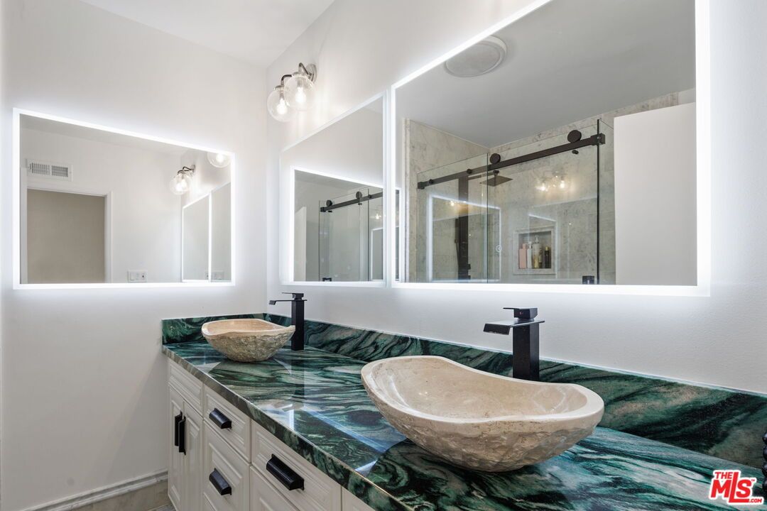 Bathroom, Dual Sink Vanities, Glass Shower, Interior, Tile Countertops