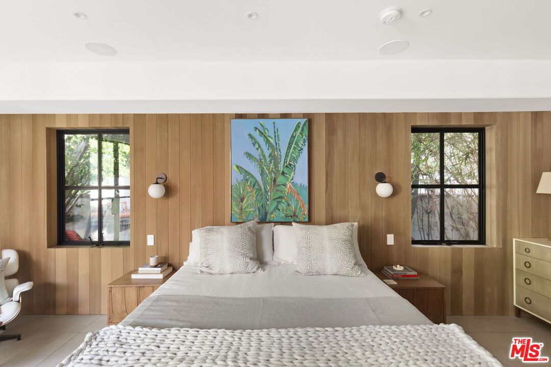 Bedroom, Interior, Recessed Lighting, Wooden Walls