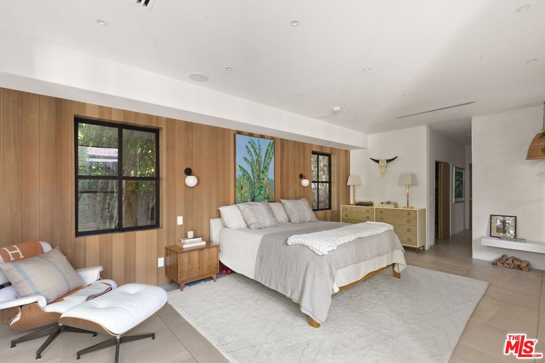 Bedroom, Interior, Recessed Lighting, Wooden Walls