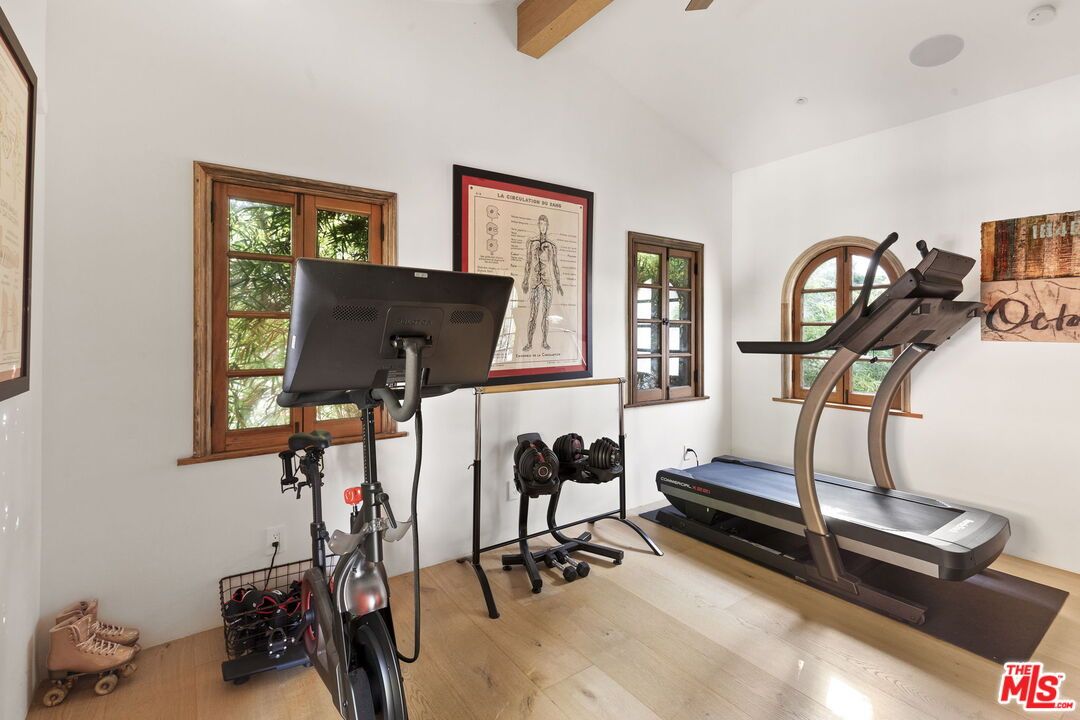 Fitness Equipment, Interior, Wooden Beams, Wood Texture Flooring