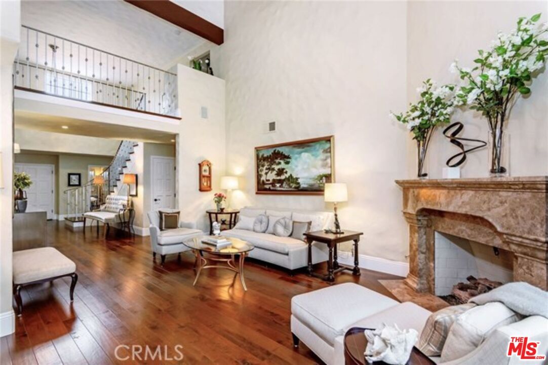 Fireplace, Interior, Living room, Recessed Lighting, Wooden Beams, Wood Texture Flooring
