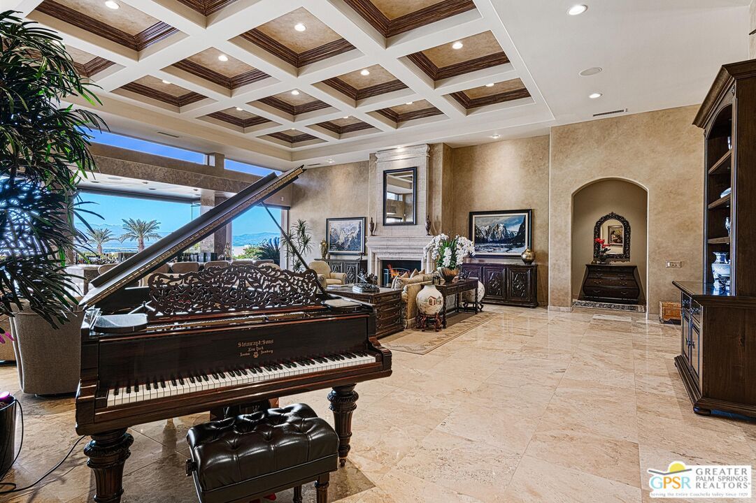 Fireplace, Interior, Piano, Recessed Lighting
