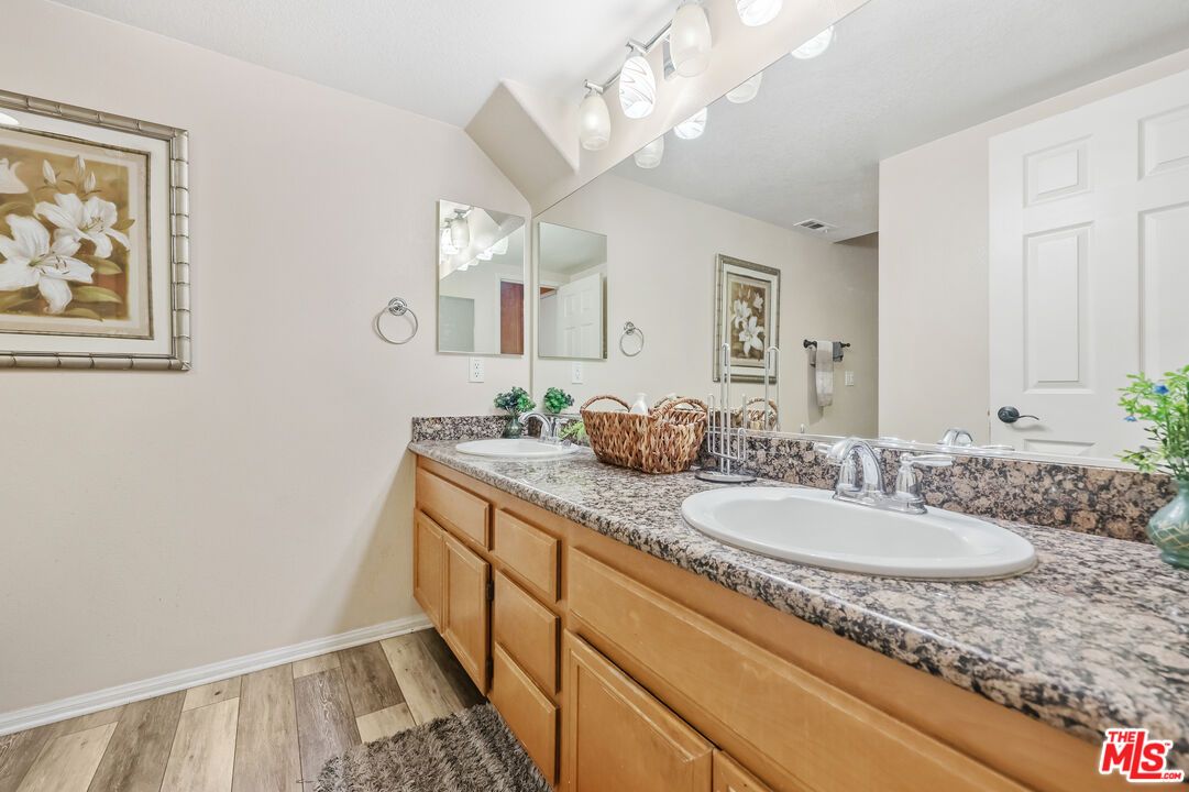 Bathroom, Dual Sink Vanities, Interior, Wood Texture Flooring