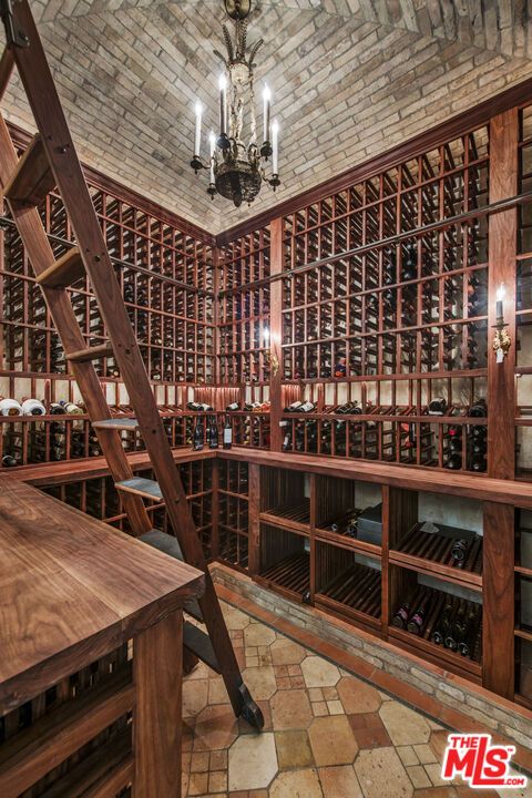 Chandelier, Interior, Stone Walls, Wine Storage
