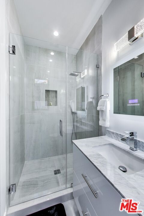 Bathroom, Glass Shower, Interior, Recessed Lighting