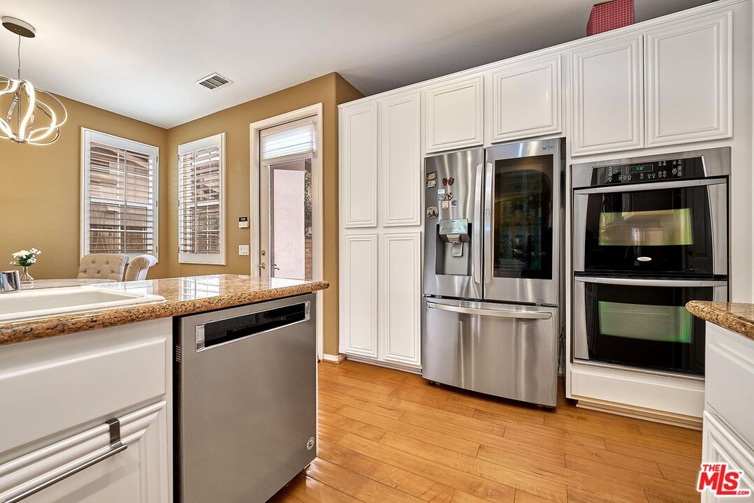 Interior, Kitchen, Pendant Lights, Stainless Steel Appliances, Wood Texture Flooring