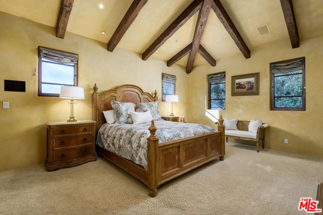 Bedroom, Interior, Recessed Lighting, Wooden Beams