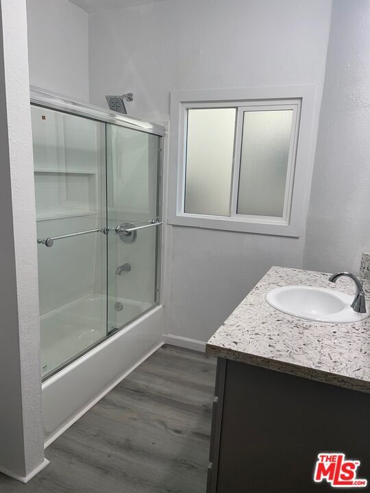 Bathroom, Glass Shower, Interior, Wood Texture Flooring
