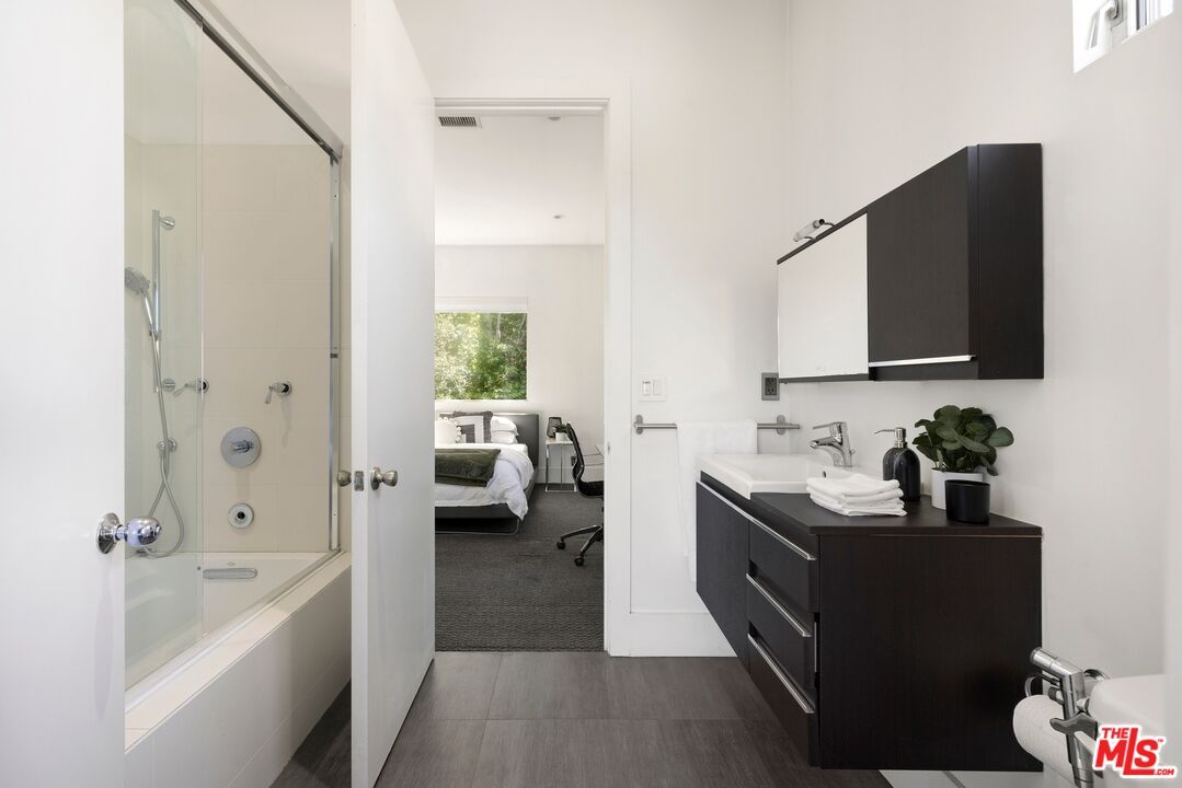 Bathroom, Bedroom, Glass Shower, Interior, Wood Texture Flooring