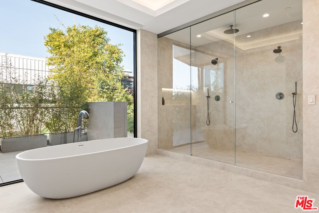 Bathroom, Free Standing Baths, Glass Shower, Interior, Recessed Lighting