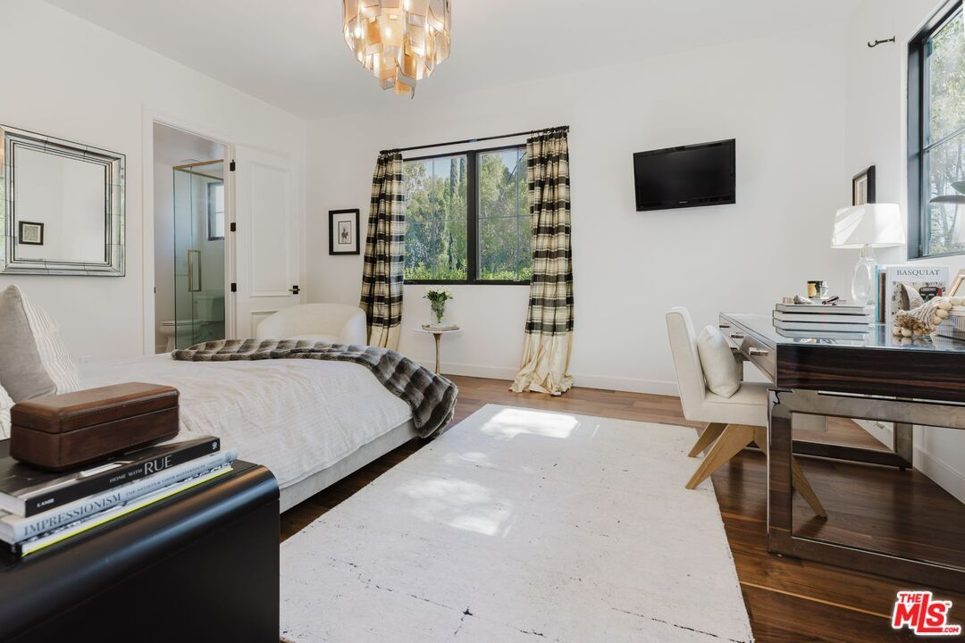 Bedroom, Chandelier, Interior, Wood Texture Flooring
