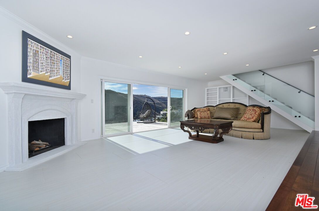 Fireplace, Interior, Recessed Lighting, Wood Texture Flooring