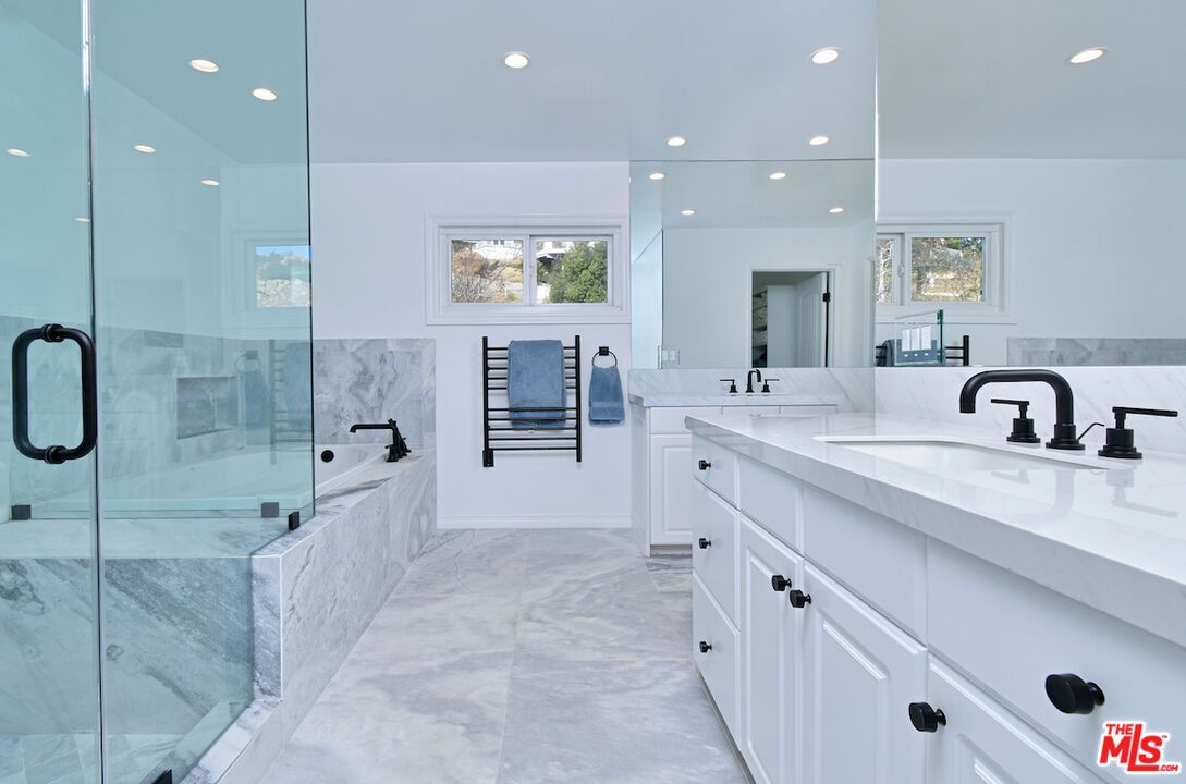 Bathroom, Dual Sink Vanities, Glass Shower, Interior, Recessed Lighting