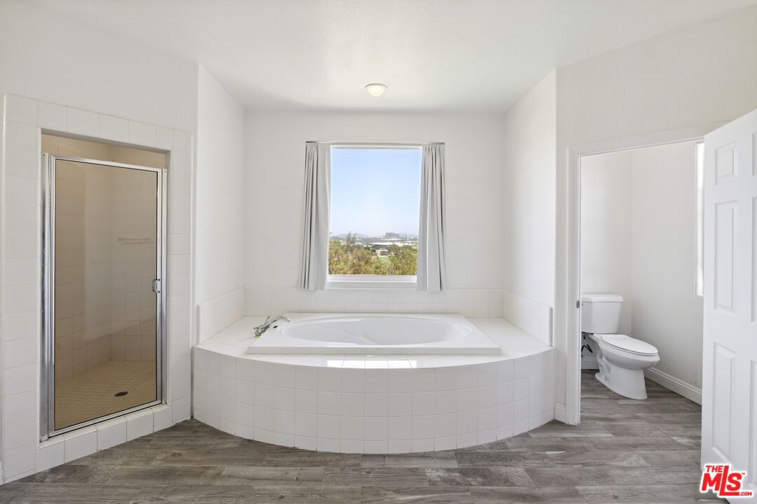 Bathroom, Glass Shower, Interior, Wood Texture Flooring