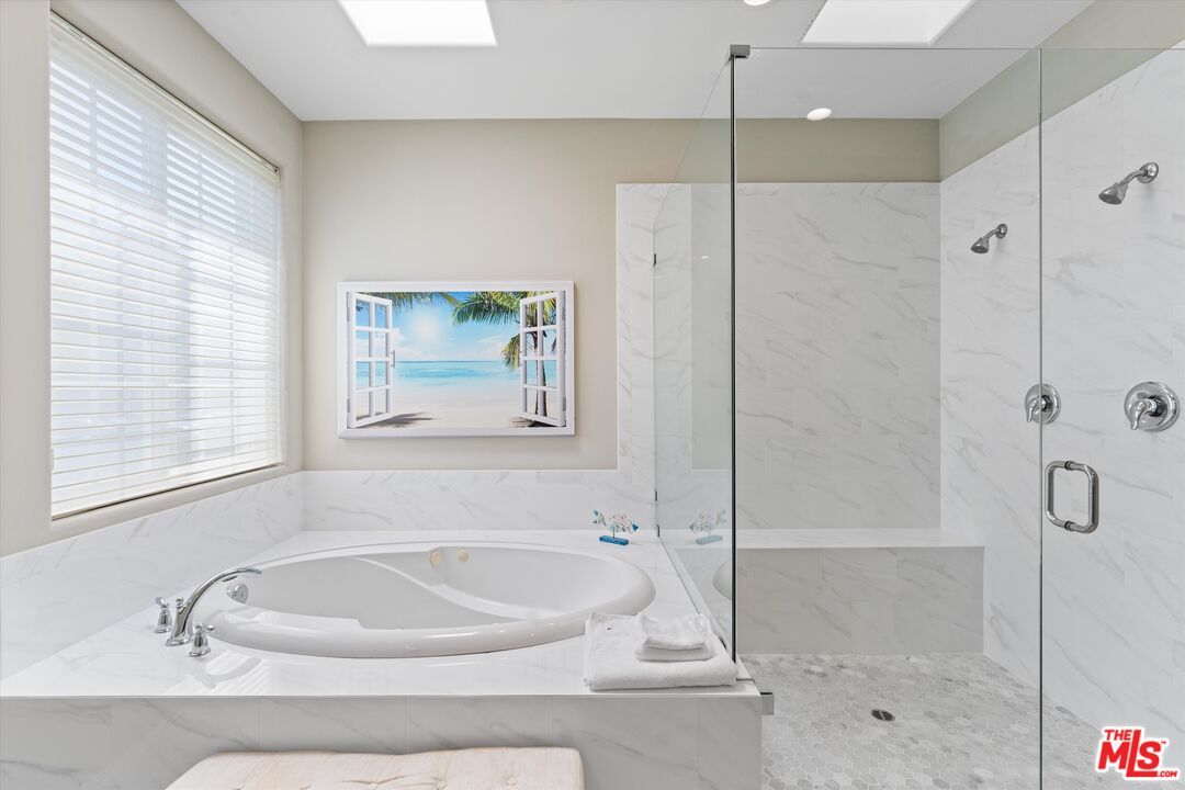 Bathroom, Glass Shower, Interior, Marble Walls, Recessed Lighting
