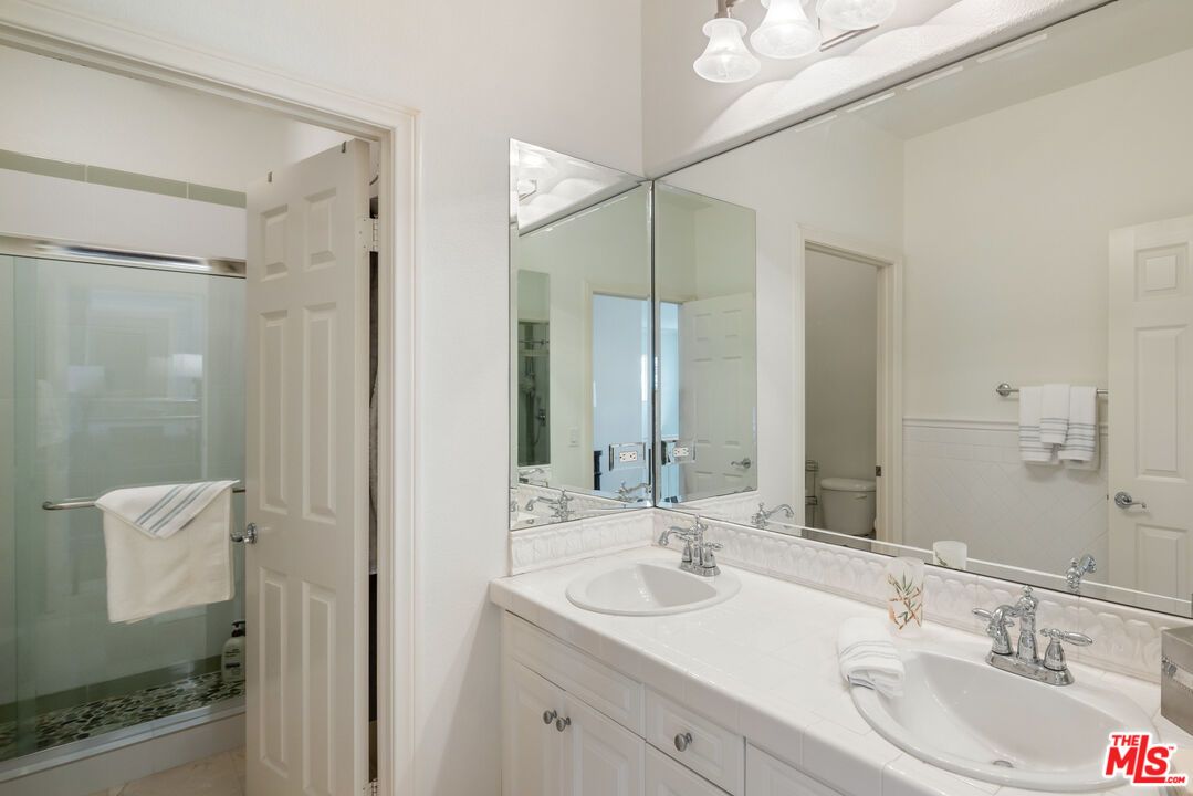 Bathroom, Dual Sink Vanities, Glass Shower, Interior, Tile Countertops