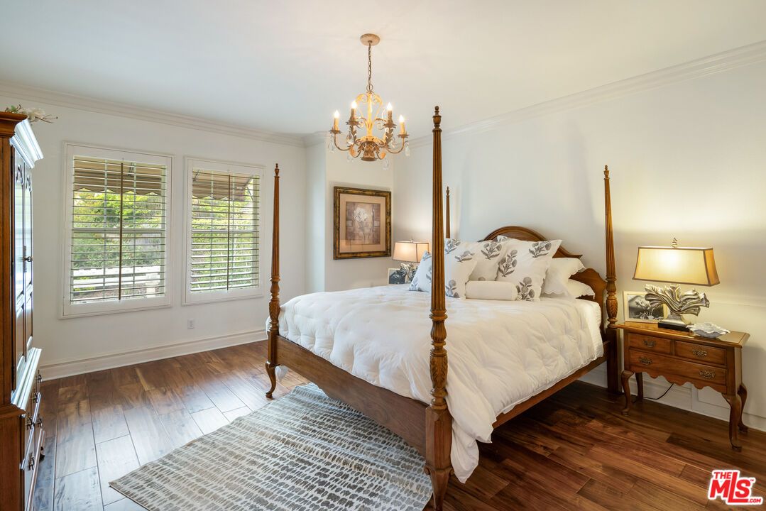 Bedroom, Chandelier, Interior, Wood Texture Flooring