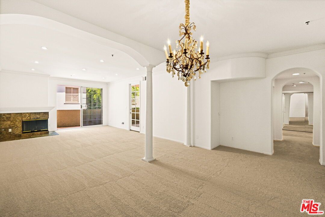 Chandelier, Empty room, Fireplace, Interior, Recessed Lighting