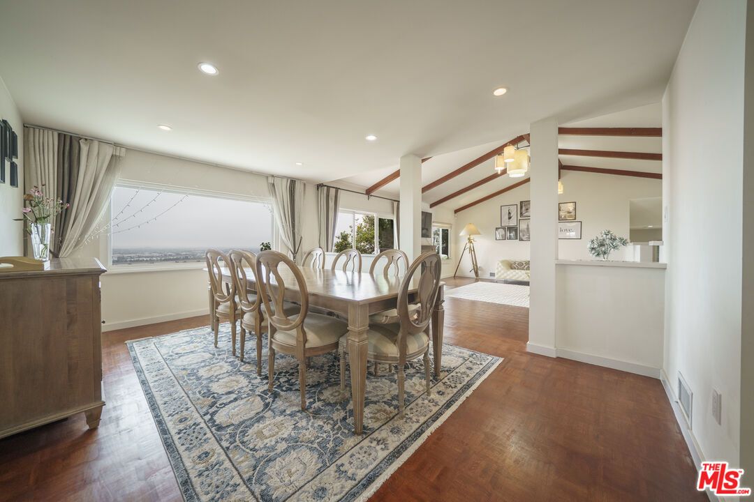 Dining room, Interior, Recessed Lighting, Wood Texture Flooring