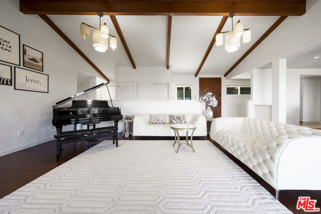 Bedroom, Interior, Pendant Lights, Piano, Wooden Beams, Wood Texture Flooring