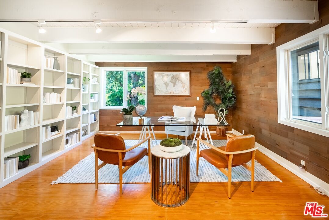 Home Office, Interior, Wood Texture Flooring, Wooden Walls