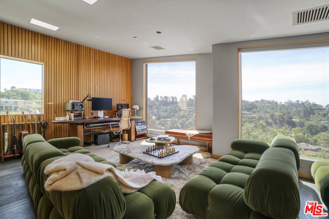 Home Office, Interior, Living room, Recessed Lighting, Wood Texture Flooring