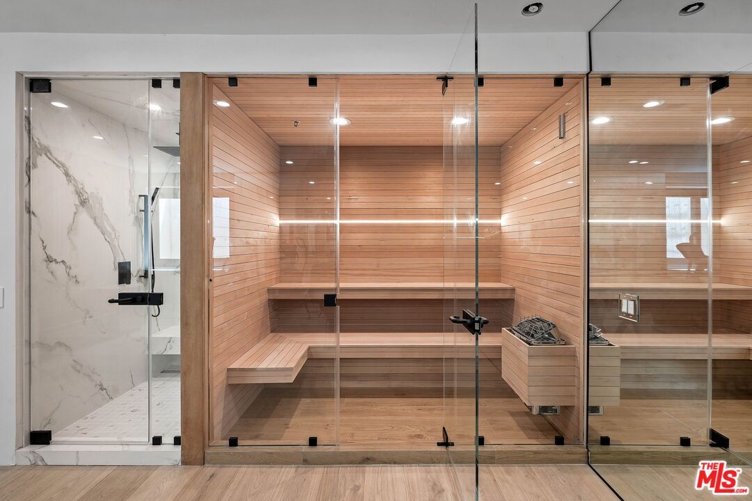 Bathroom, Glass Shower, Interior, Recessed Lighting, Sauna Room