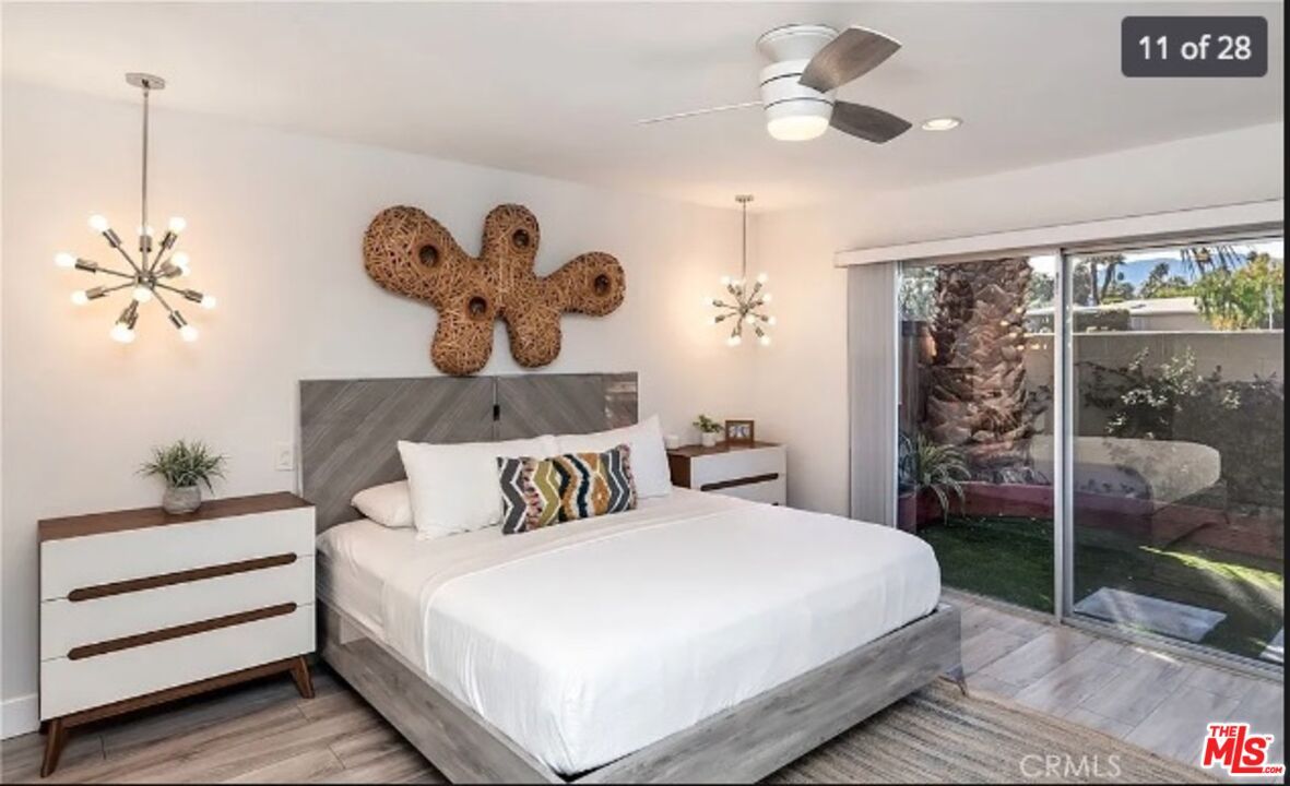 Bedroom, Interior, Pendant Lights, Recessed Lighting, Wood Texture Flooring