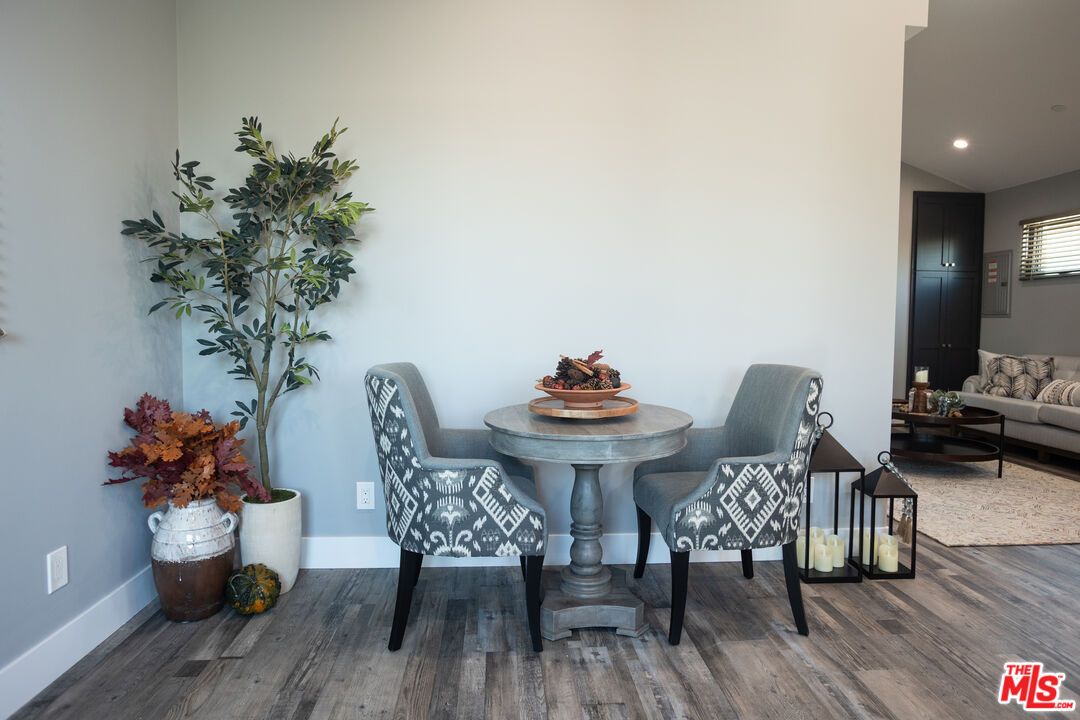 Dining room, Interior, Recessed Lighting, Wood Texture Flooring