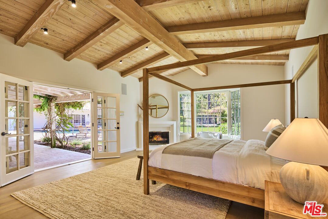 Bedroom, Fireplace, Interior, Wooden Beams, Wooden Ceilings, Wood Texture Flooring