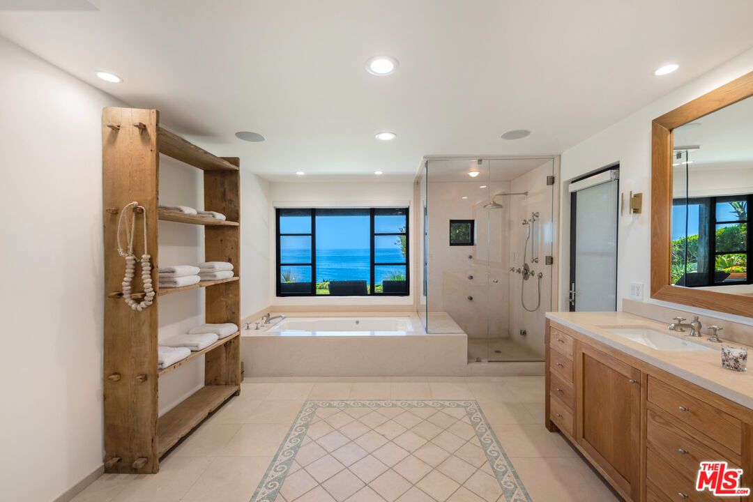 Bathroom, Dual Sink Vanities, Glass Shower, Interior, Recessed Lighting, Water