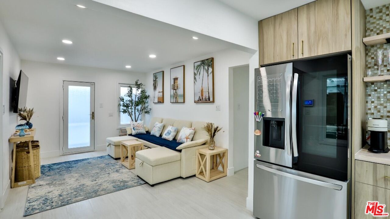 Interior, Kitchen, Living room, Recessed Lighting, Stainless Steel Appliances, Wood Texture Flooring
