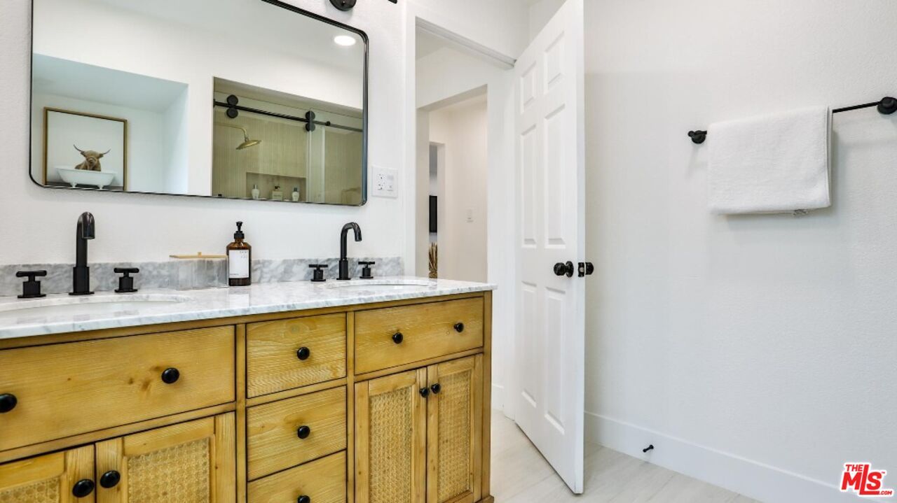 Bathroom, Dual Sink Vanities, Interior, Recessed Lighting, Tile Countertops