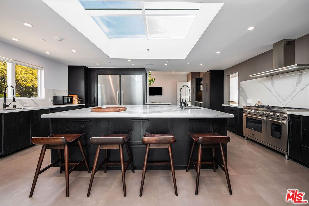 Glass Ceilings, Interior, Kitchen, Marble Walls, Recessed Lighting, Stainless Steel Appliances